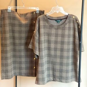 Ralph Lauren Glen Plaid Short Sleeve Top and Skirt Set